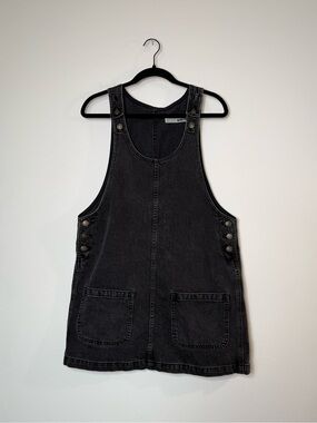 Topshop MOTO Washed Black Denim Overall Dress | Women’s Size 6
